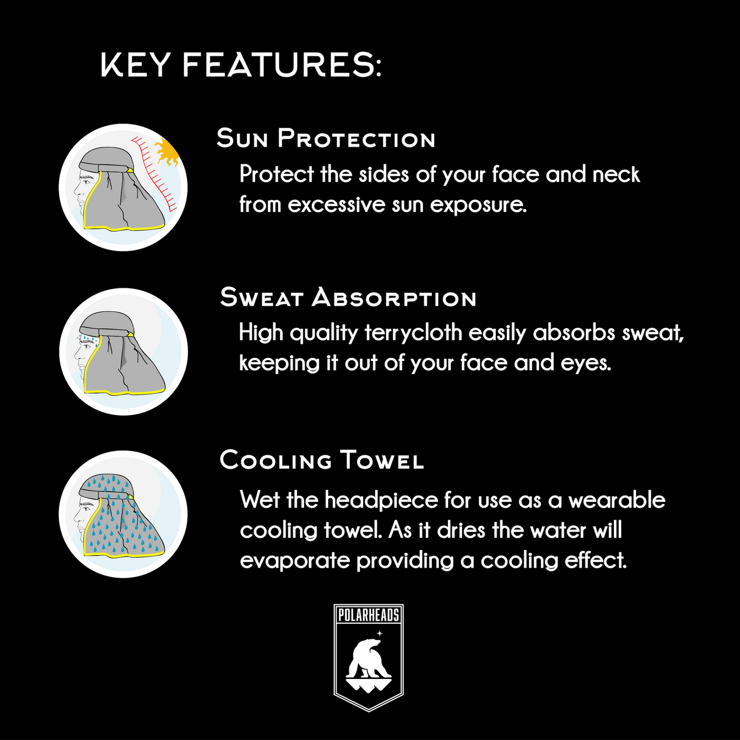 Polarheads® Cooling Headwear - Gray/ Arctic Poppy