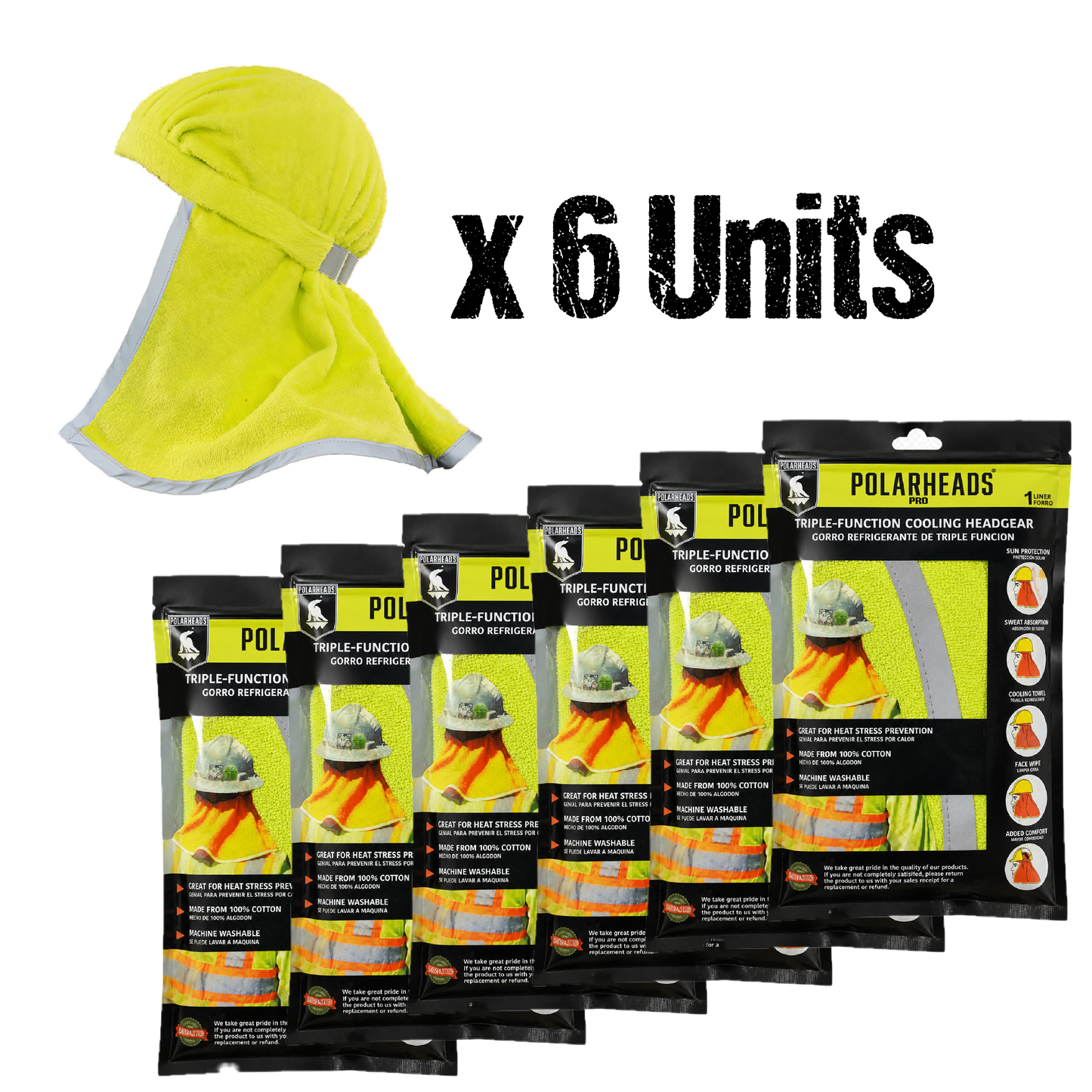 Polarheads PRO | 6-Count Bundle | Safety Yellow/Reflective